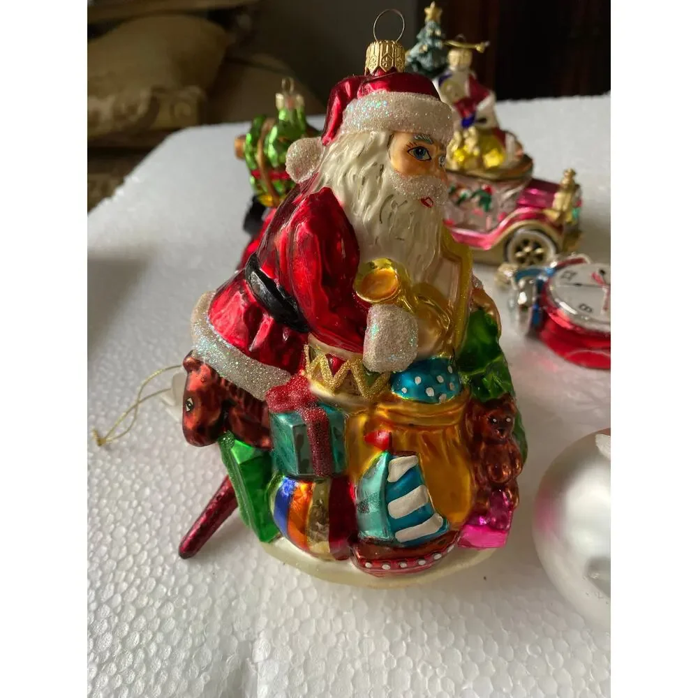Christopher RADKO Santa Christmas Tree Hand Blown Glass Finial Spindal Ornament